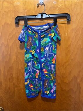 Little Sleepies Blue Tropical Animal Print Shortie Sleeper